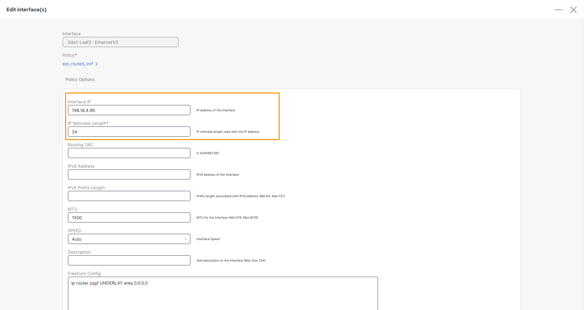 Interface Settings