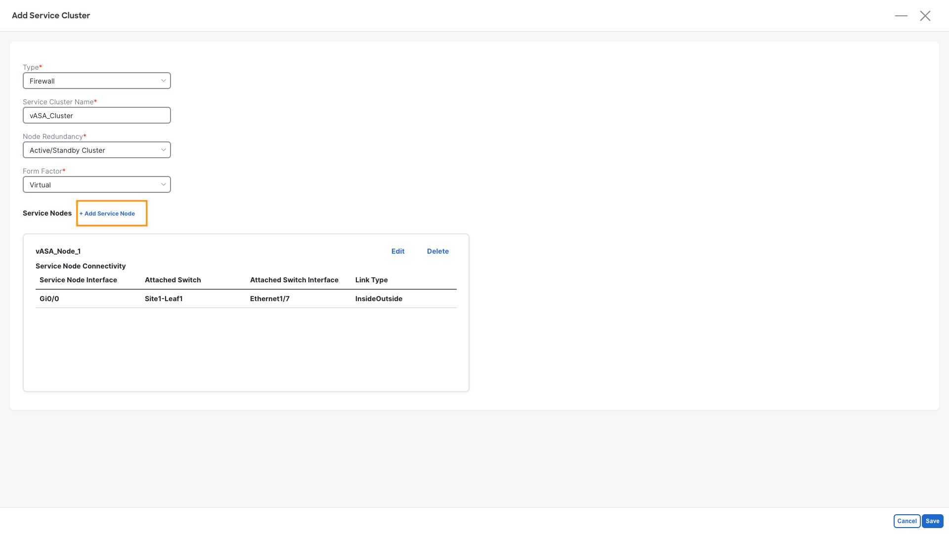 Add Service Cluster