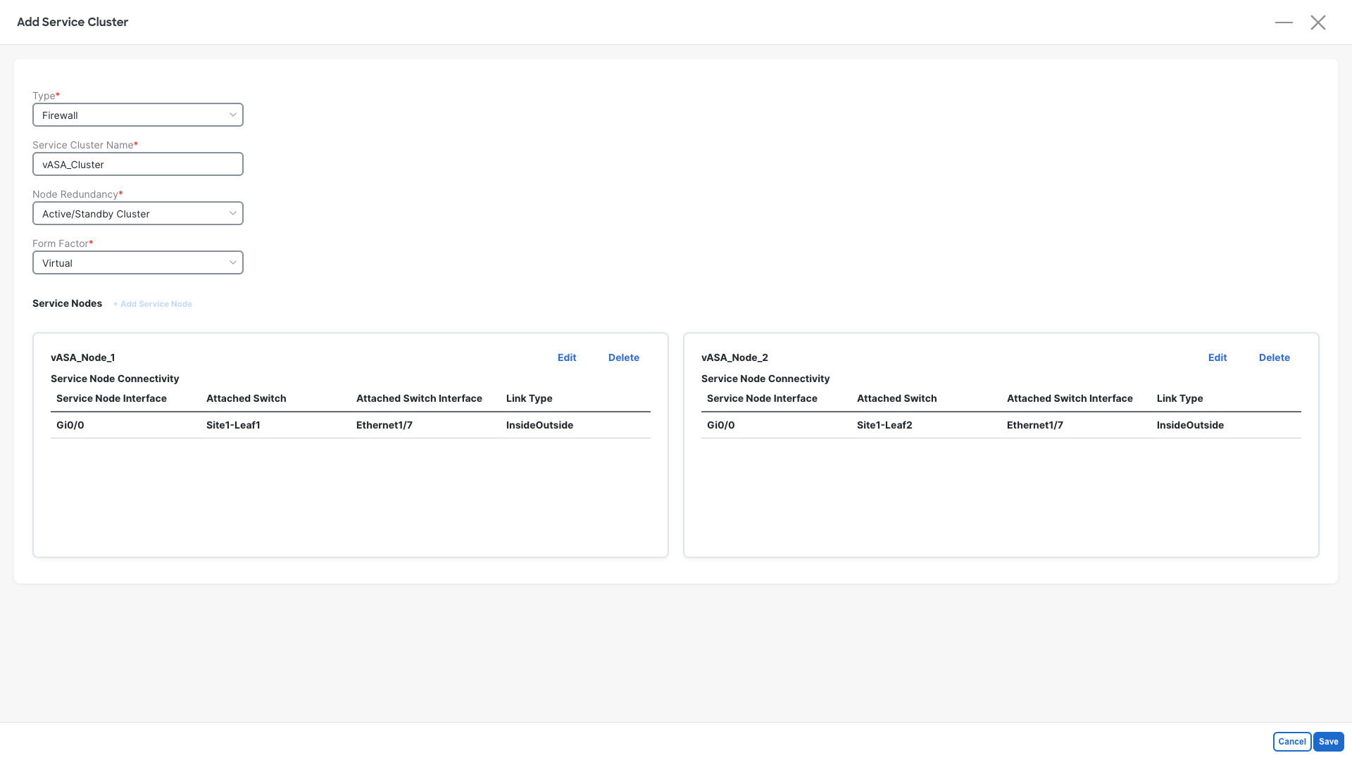 Add Service Cluster