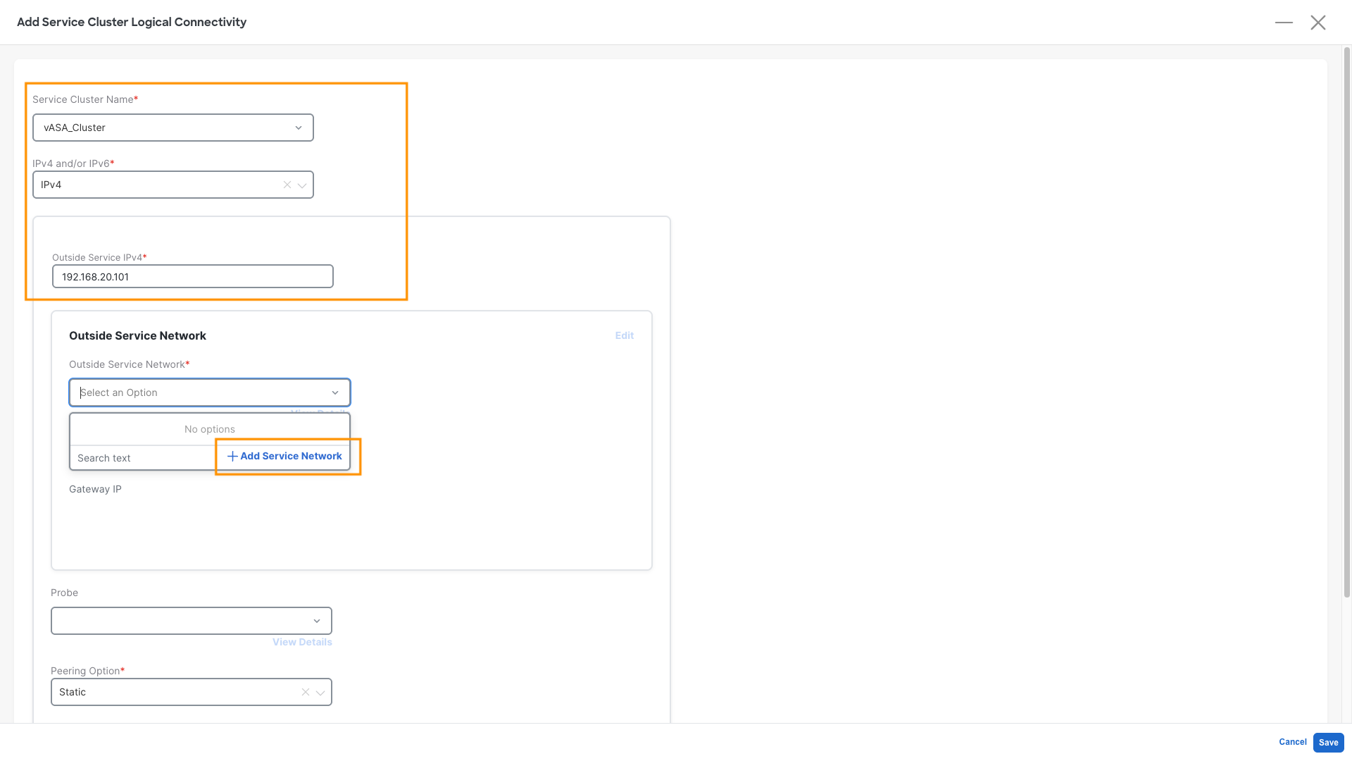 Add Service Cluster
