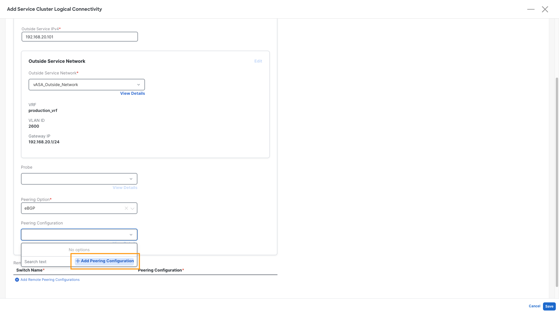 Add Service Cluster